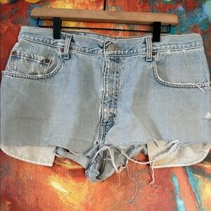 Levi's Light Blue Distressed Jean Shorts
